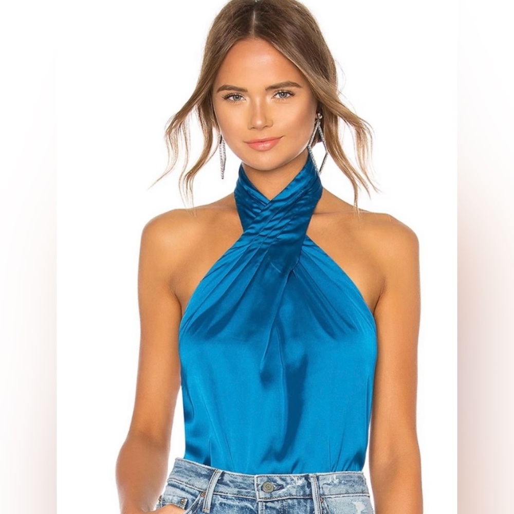 Revolve Superdown Amerie pleated silky halter top